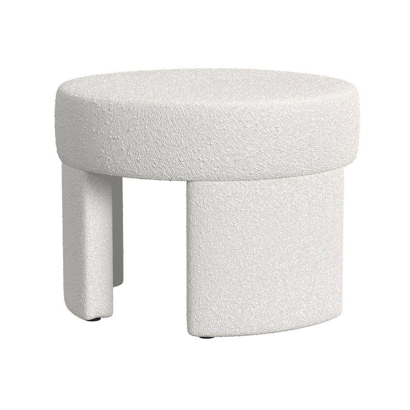 Sophia Ottoman Cream Boucle - HomePop: Modern Round Upholstered Footstool, No Assembly Required