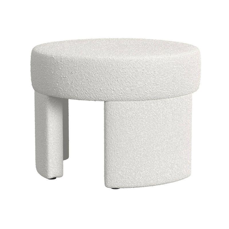 Sophia Cream Boucle Round Ottoman with Soft Plush Fabric