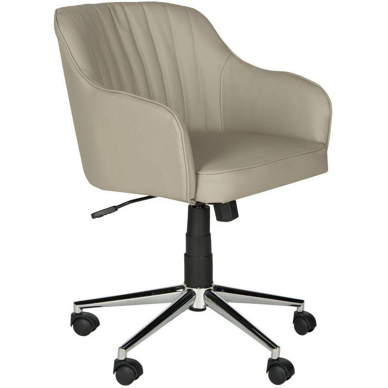 Transitional Gray Vegan Leather Swivel Desk Chair with Metal Base