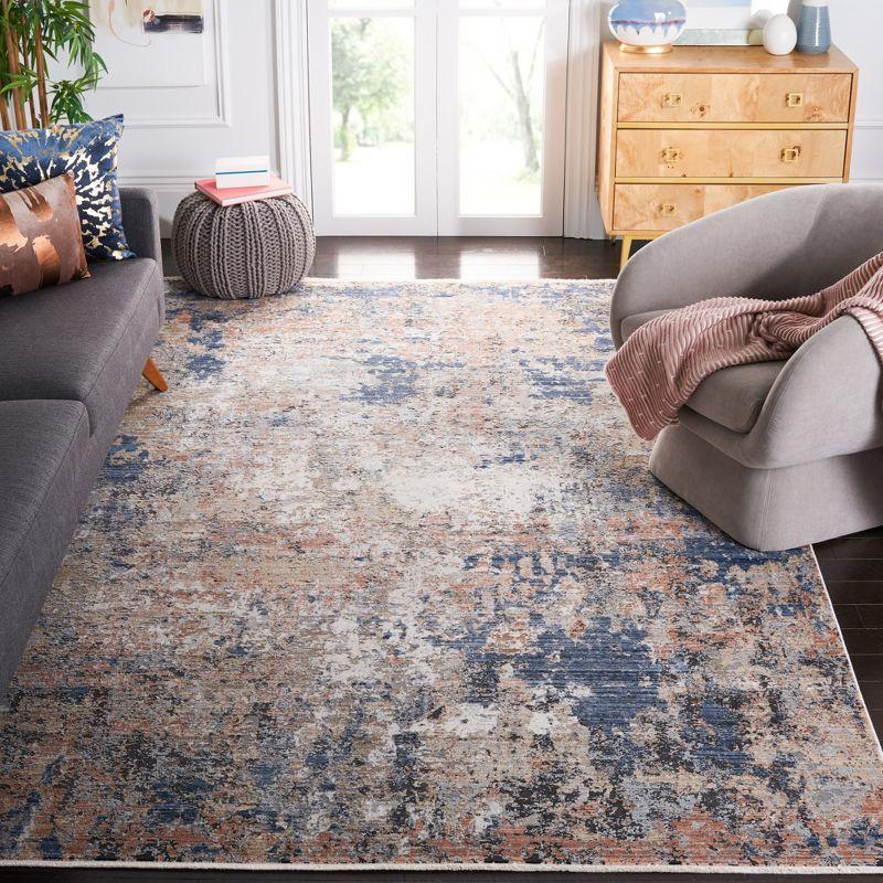 Blue and Gray Hand-Knotted Viscose 6' x 9' Area Rug