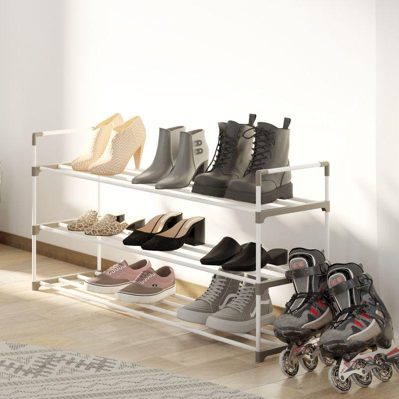 Home-Complete 3-Tier Shoe Rack for 15 Pairs, White