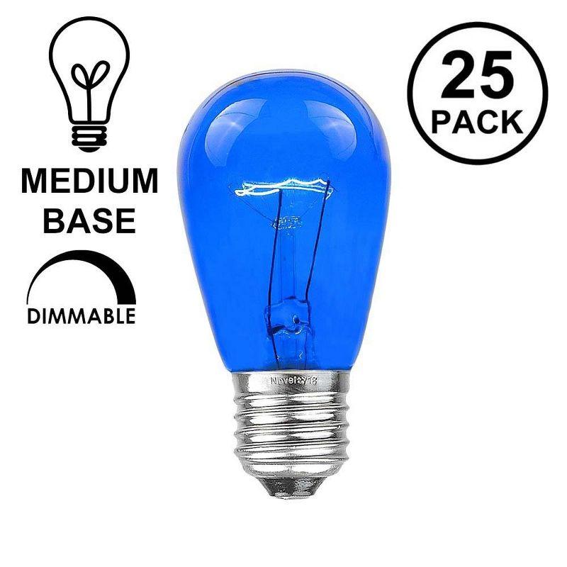 Novelty Lights Blue S14 Edison Hanging Outdoor String Light Replacement Bulbs E26 medium Base 11 Watt
