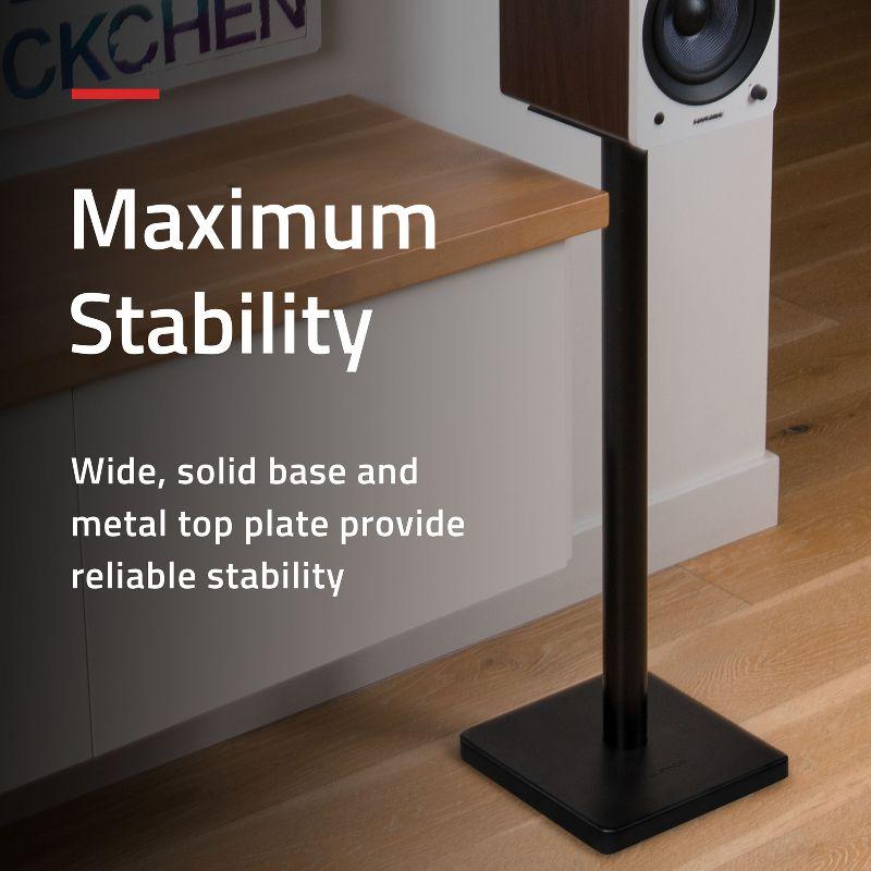 Fluance Floor Speaker Stands for Surround Sound and Bookshelf Speakers with Cable Management - Square Base/Pair (SS05S)