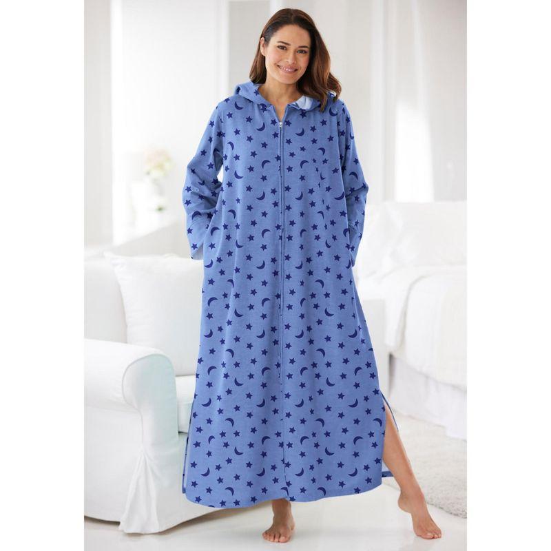 Dreams & Co. Women's Plus Size Petite Long Hooded Fleece Sweatshirt Robe - 4X, Heather Charcoal