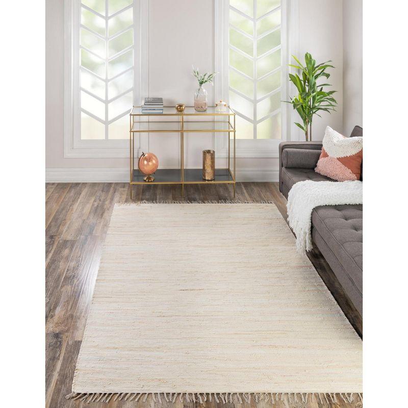 Beige Handwoven Cotton Striped Reversible Area Rug 4' x 6'