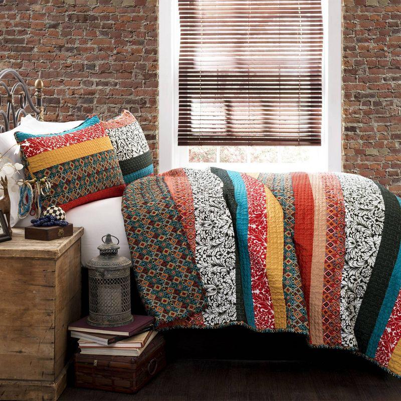 Lush Decor Boho Stripe Reversible Coverlet Set