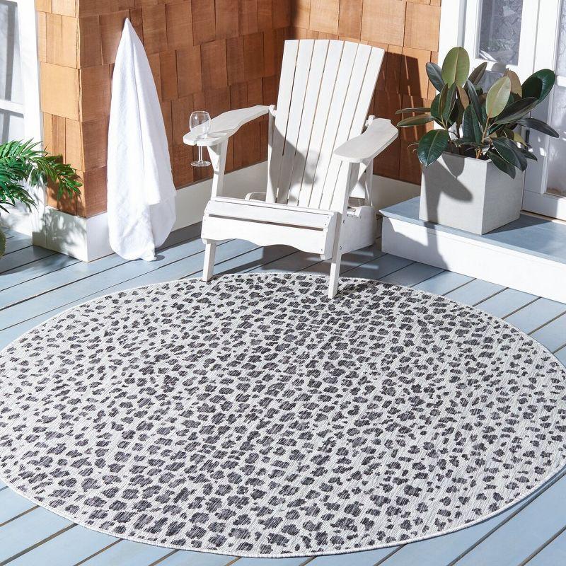 Reversible Round Grey 36" Synthetic Indoor/Outdoor Rug