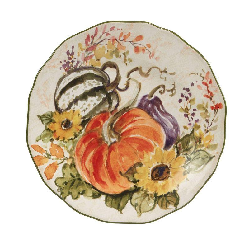 Harvest Floral Ceramic Round Dessert Plates, Set of 4