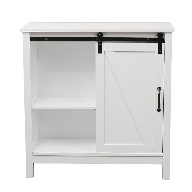 White MDF Bathroom Cabinet with Adjustable Shelving and Sliding Door