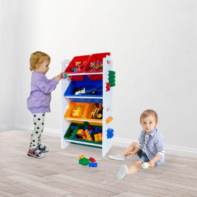 UNiPLAY Toy Organizer With 6 Removable Storage Bins and Block Play Panel, Multi-Size Bin Organizer