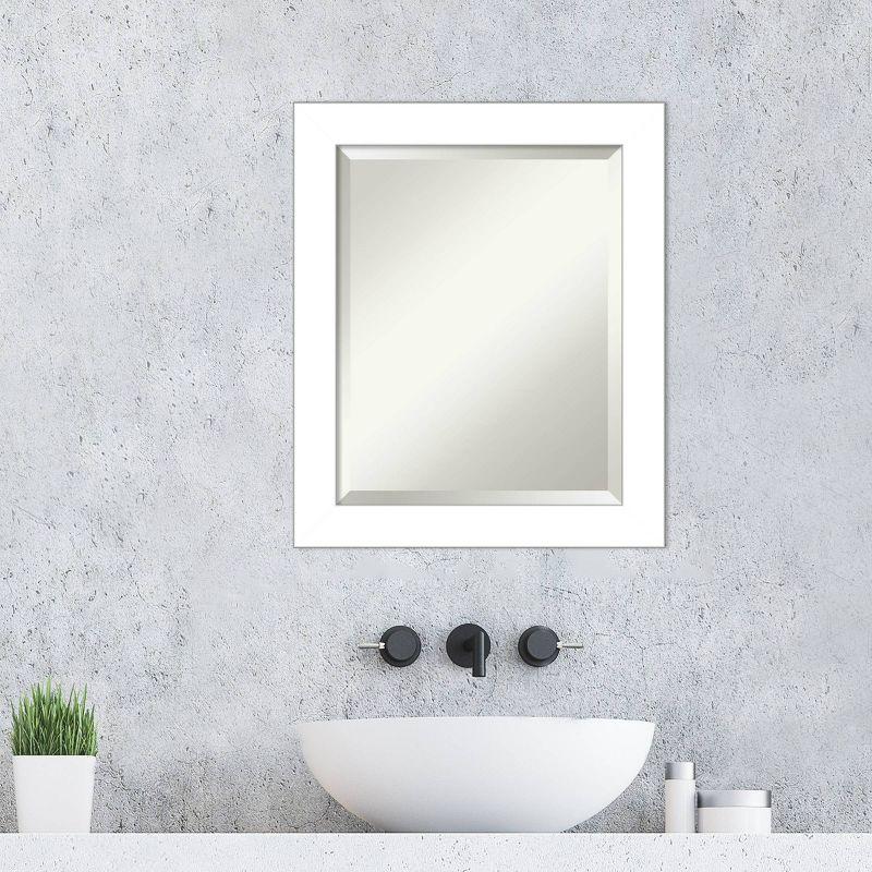 Wedge Framed Bathroom Vanity Wall Mirror White - Amanti Art