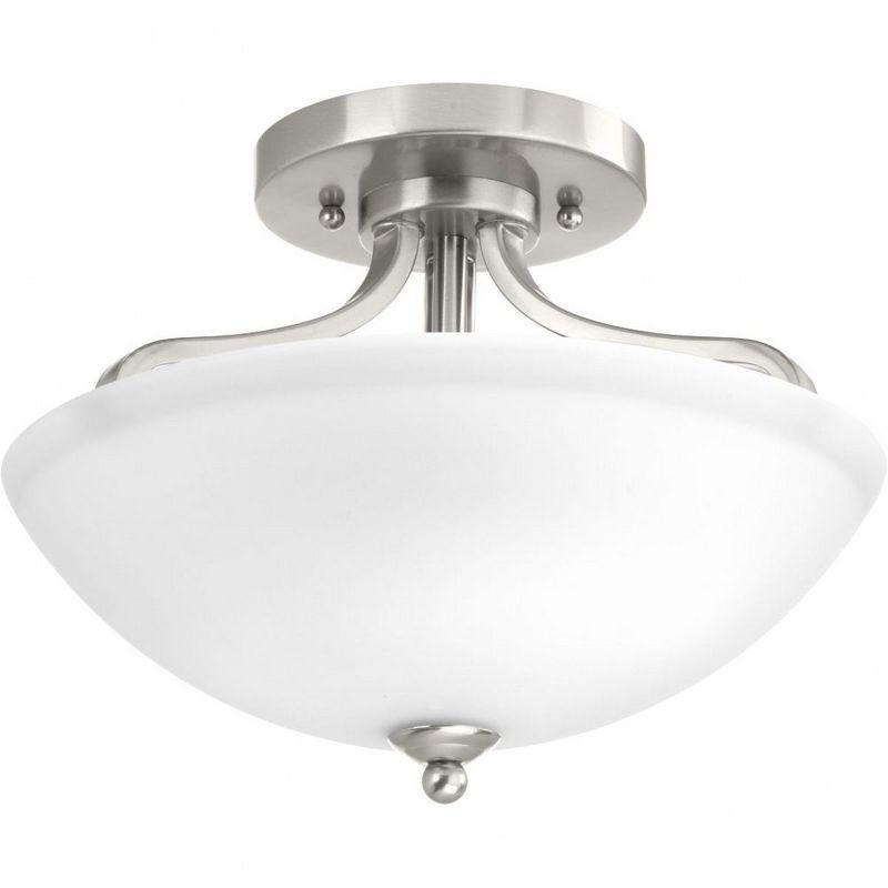 Progress Lighting Laird 2-Light Semi-Flush Mount Ceiling Light, Brushed Nickel, Glass Shade