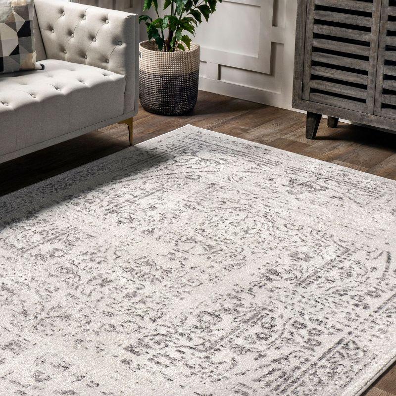Nuloom Arlena Medallion 10x13 Indoor Area Rug for Living Room Bedroom Dining Room Kitchen, Grey/Ivory