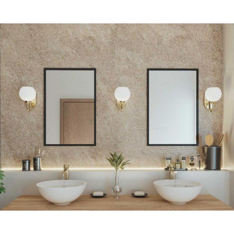 Progress Lighting Carisa 1-Light Bath Wall Light, Brushed Nickel, White Glass Shade