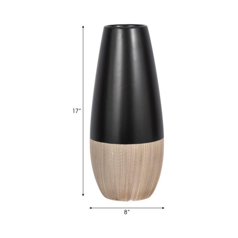 17" Black and Beige Two-Tone Ceramic Table Vase