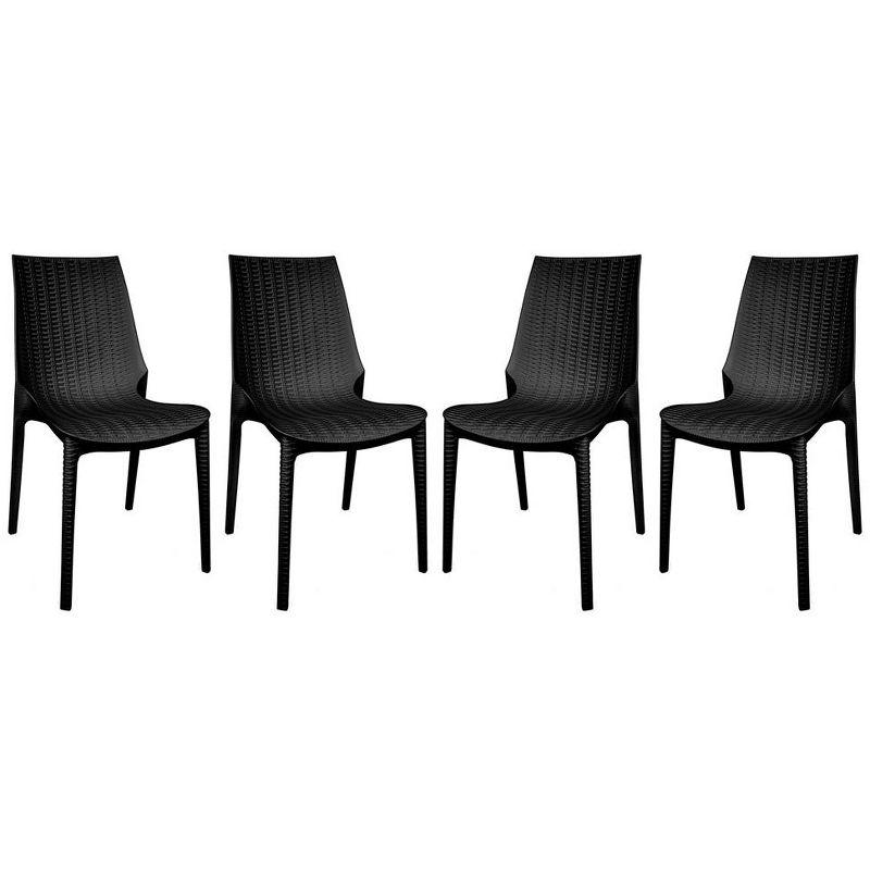 Kent Black Stackable Armless Outdoor Dining Chairs Set of 4