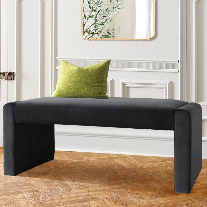 Kaia 47" Charcoal Upholstered Bench-Maison Boucle