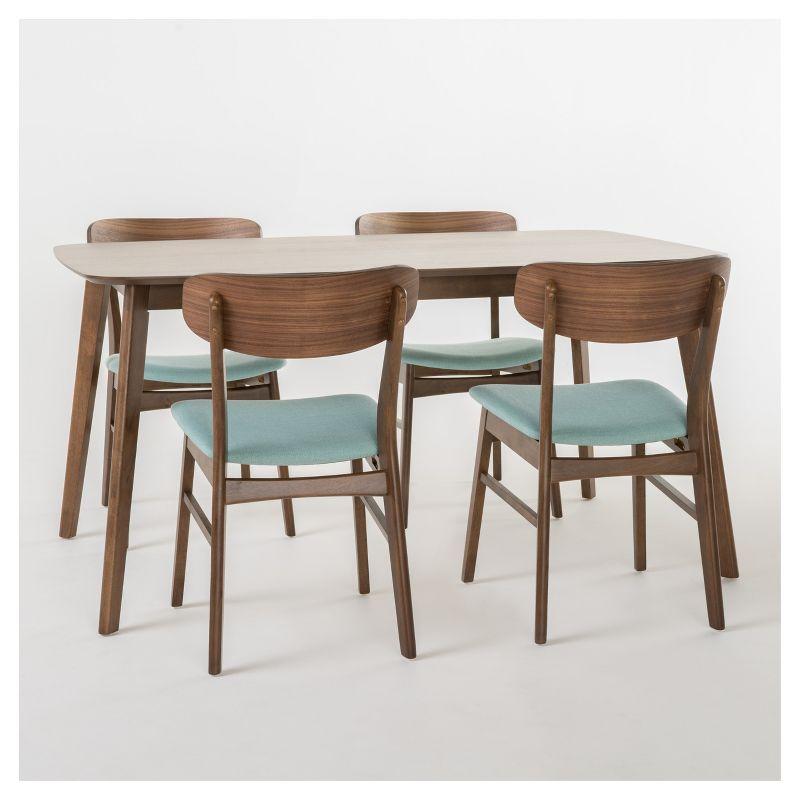 Walnut and Mint Mid-Century Modern 5-Piece Dining Set