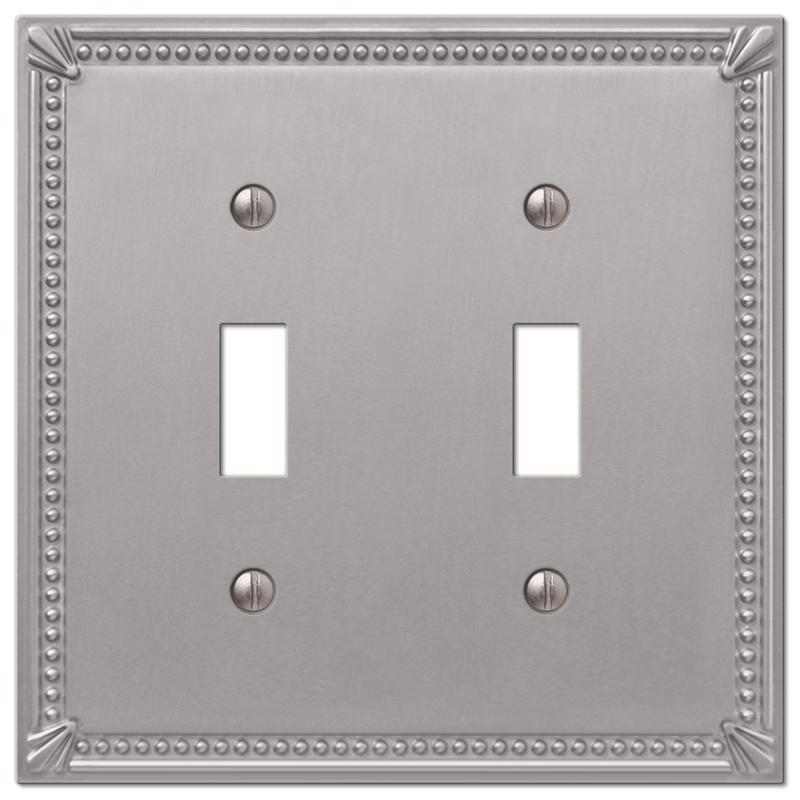 Imperial Bead Brushed Nickel 2 Gang Metal Wall Plate