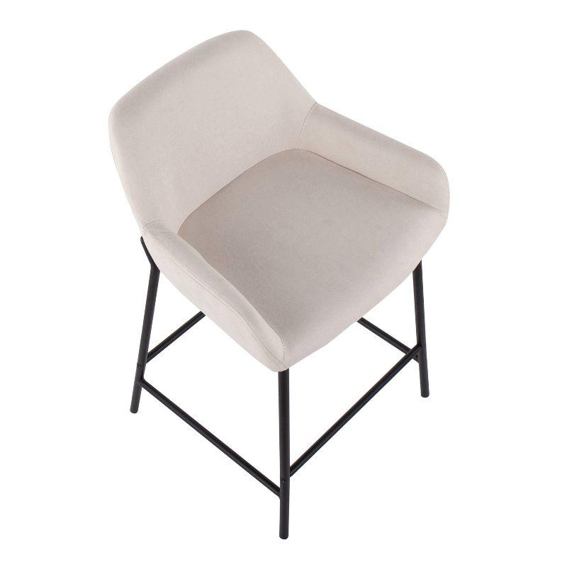 Set of 2 Daniella Metal/Polyester Counter Height Barstools Black/Cream - LumiSource: Upholstered, Spot Clean, Foam Filled, Fixed Height