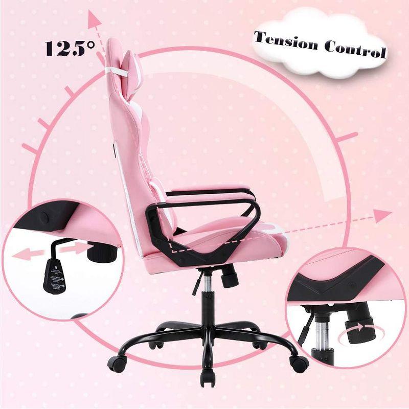 FDW Office Chair Gaming Chair Desk Chair Executive Chair with Lumbar Support Adjustable Stool Swivel Rolling Computer Chair,Pink