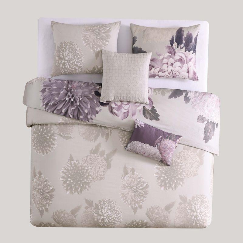 King Purple Cotton Reversible Floral Comforter Set