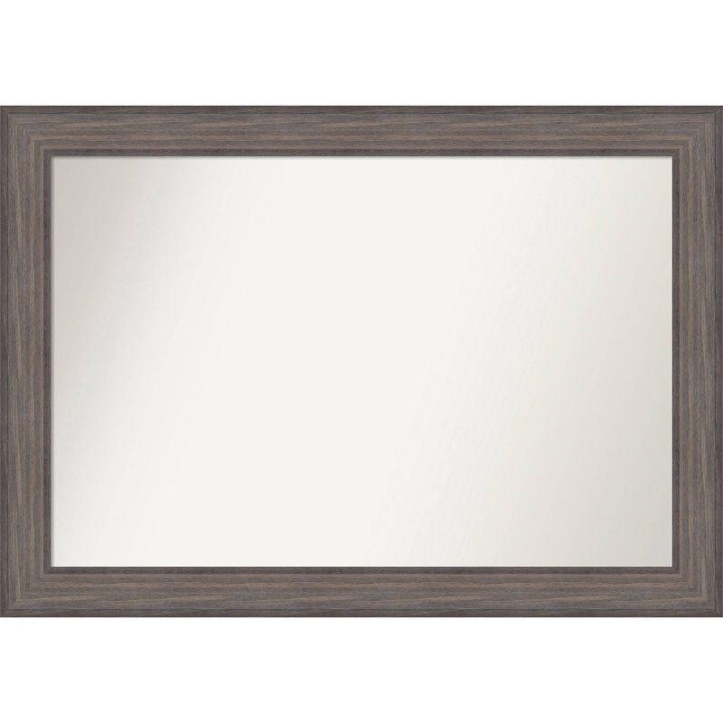 41" x 29" Brown Wood Rectangular Bathroom Vanity Mirror