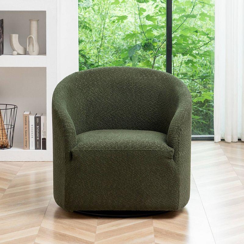 32" Wide Boucle Upholstered Swivel Barrel Chair - Kinwell