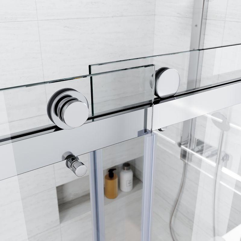 Frameless Sliding Shower Glass Door 56-60 In.W X 76 In. H,3/8"(10Mm) Thick Clear Tempered Glass,Heavy Duty Stainless Steel Hardwares