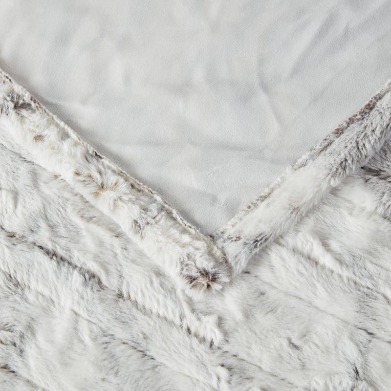 Luxurious Oversized Natural Marble Heated Faux Fur Throw