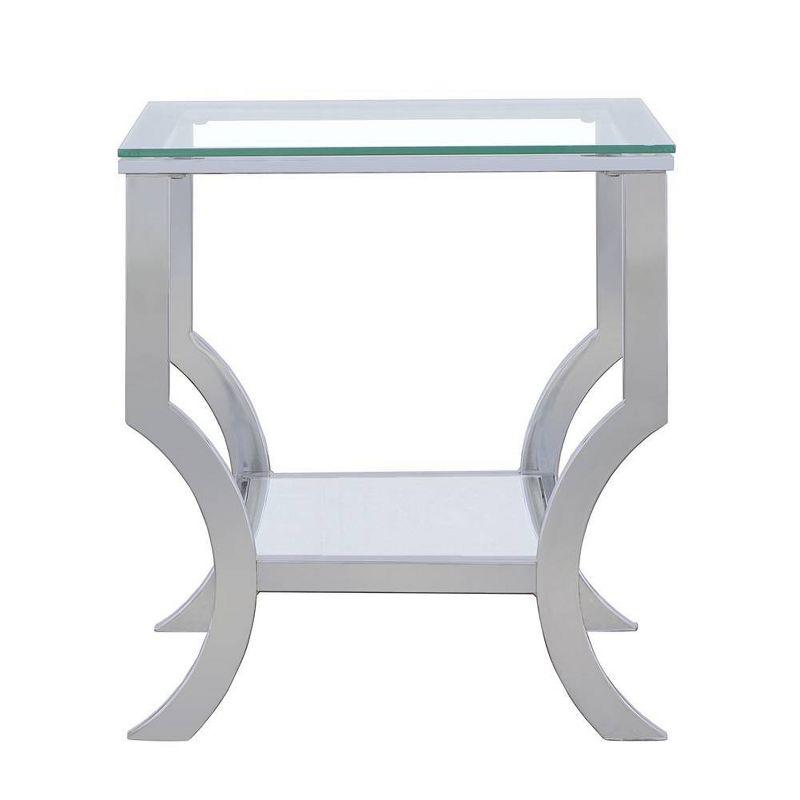 Saide End Table with Glass Top and Mirror Shelf Chrome - Coaster