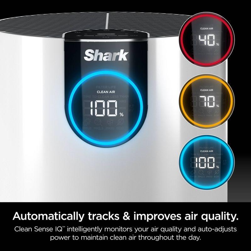 Shark Air Purifier with Nanoseal HEPA, Cleansense IQ, Odor Lock, Cleans up to 500 Sq. Ft, White, HP102: UL Listed, True HEPA, 2-Year Warranty