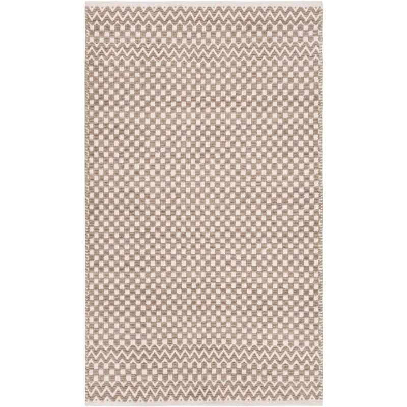 Taupe Geometric Handmade Cotton Area Rug 3' x 5'