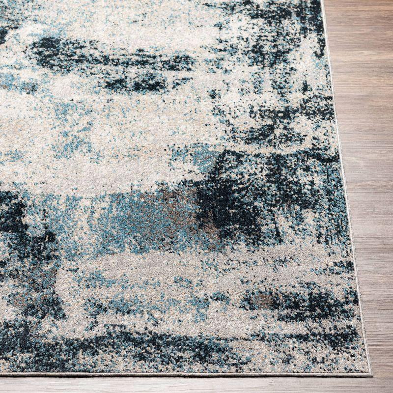 Reversible Easy-Care Watercolor Blue Synthetic 8' x 10' Rug