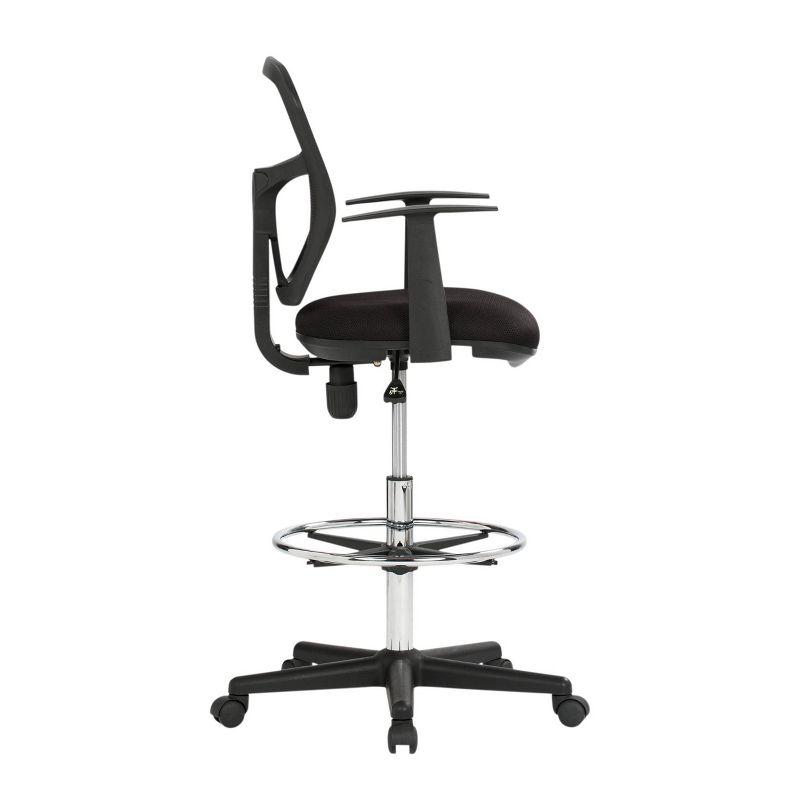 Riviera Drafting Chair - Black: Mesh Back, Adjustable Height, Footring, Home Office & Studio Comfort