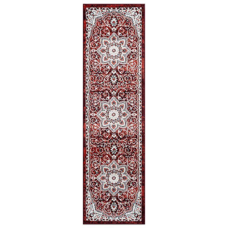 World Rug Gallery Traditional Medallion Area Rug - RED 2'x7'