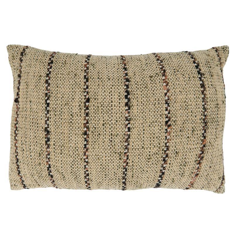 Saro Lifestyle Thin Stripe Design Down-Filled Throw Pillow, Natural, 16" x 24"