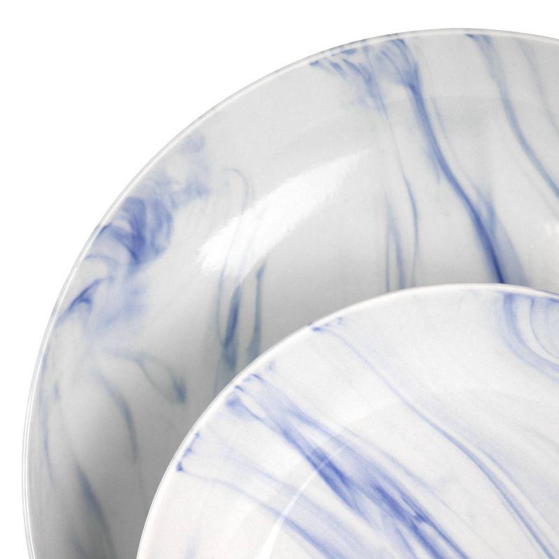 16-Piece Blue and White Marble Ceramic Dinnerware Set