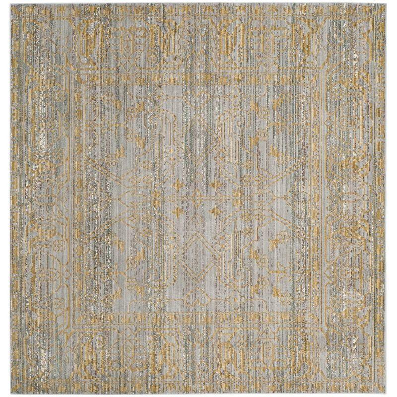 Valencia VAL104 Power Loomed Indoor Area Rug - Grey/Gold - 6'7"x6'7" - Safavieh