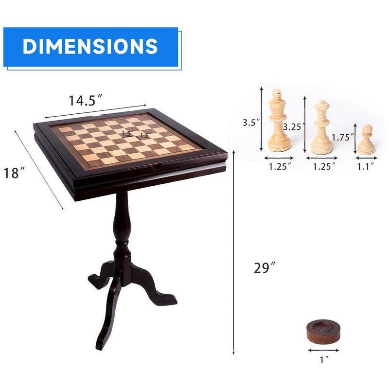 GSE Wooden 3-in-1 Chess Checkers Backgammon Table, Chess Checkers Backgammon Combo Game Set