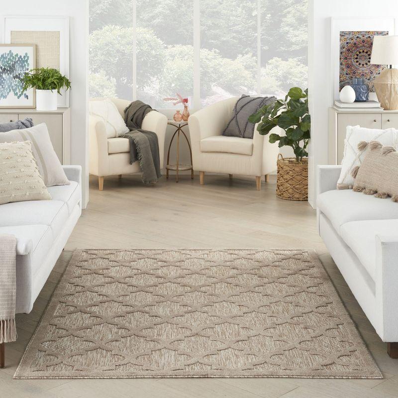 Nourison Easy Care Trellis Flatweave Indoor Outdoor Area Rug 4' x 6' Natural Beige