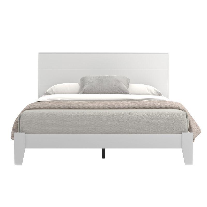 Galano Layton Wood Frame Queen Platform Bed with Headboard in Knotty Oak, Dusty Gray Oak, White, Black, Oslo Oak, Concrete Gray, Amber Walnut