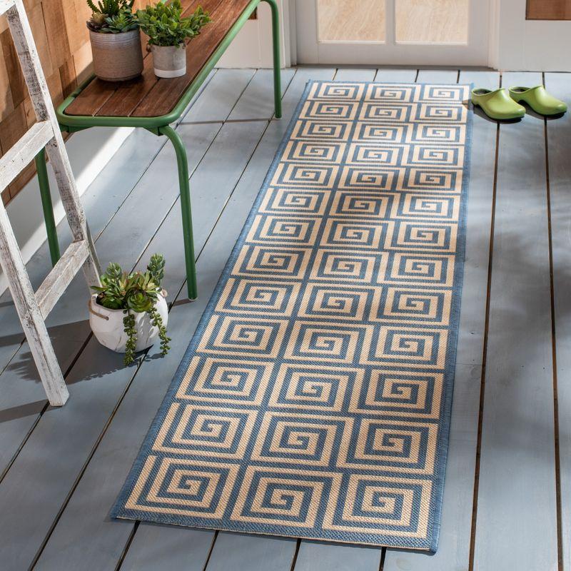 Blue and Cream Non-slip Stain-resistant Area Rug