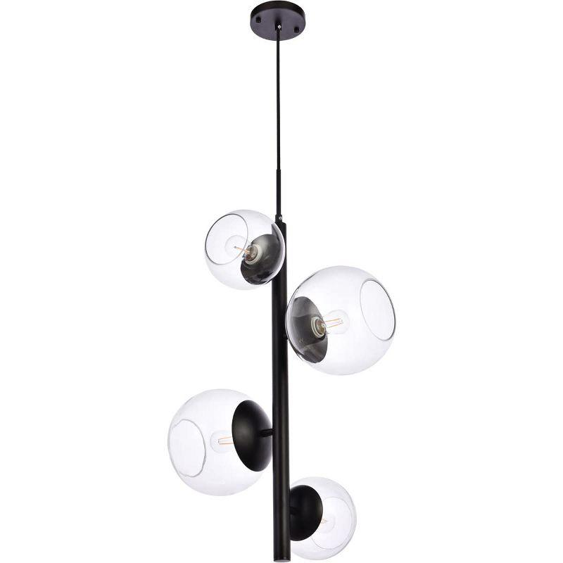 Elegant Lighting Wells 18 inch pendant in black with clear shade