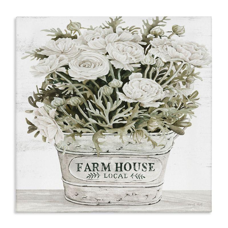 Farmhouse White Rose Blossoms Canvas Wall Art, 17" x 17"