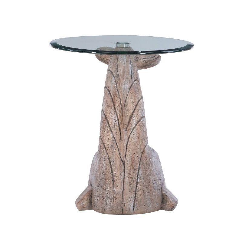 Weldon Coastal Whale Side Table Driftwood - Powell: Beveled Glass, Artist Sculpture, Magnesium Oxide