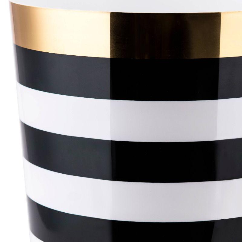 Derby Wastebasket Black/White - Allure Home Creations: Plastic, 5.6L Capacity, 9.6" Height, Elegant Design