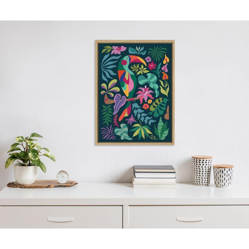 Kate & Laurel All Things Decor 18"x24" Sylvie Tropical Toucan Wall Art by Rachel Lee Natural: Mid-Century Modern Canvas