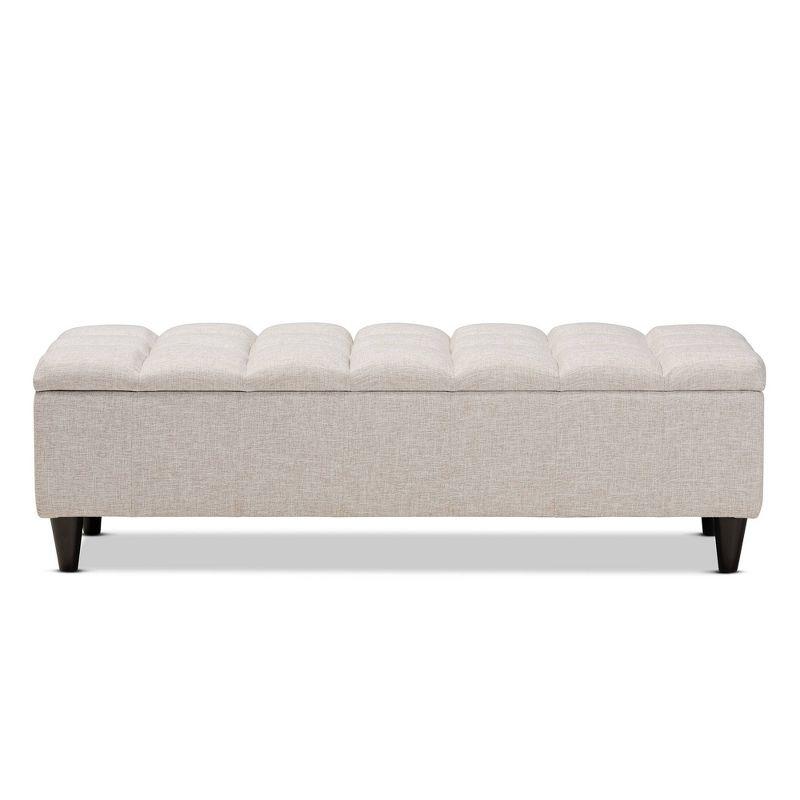 Brette Fabric Upholstered Finished Wood Storage Bench Ottoman Cream - Baxton Studio: Mid-Century Modern for Bedroom