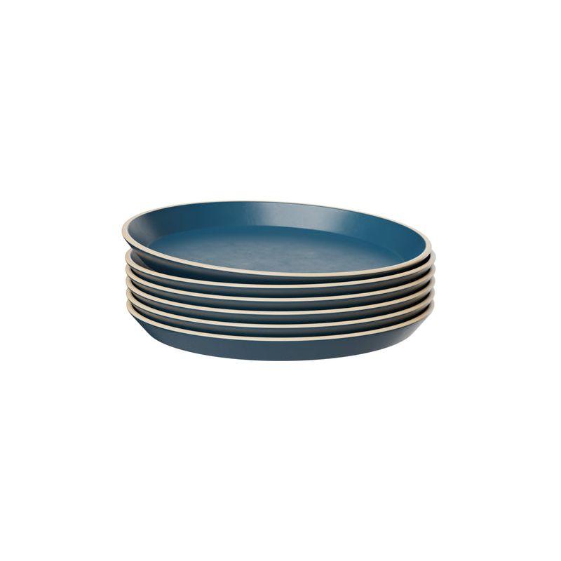 Nordic Blue Ceramic Salad and Dessert Plates, Set of 6